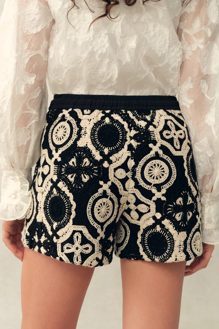 Juliet Crochet Longline Fitted Vest and Shorts Set in Cotton Yarn Blend - Image 8
