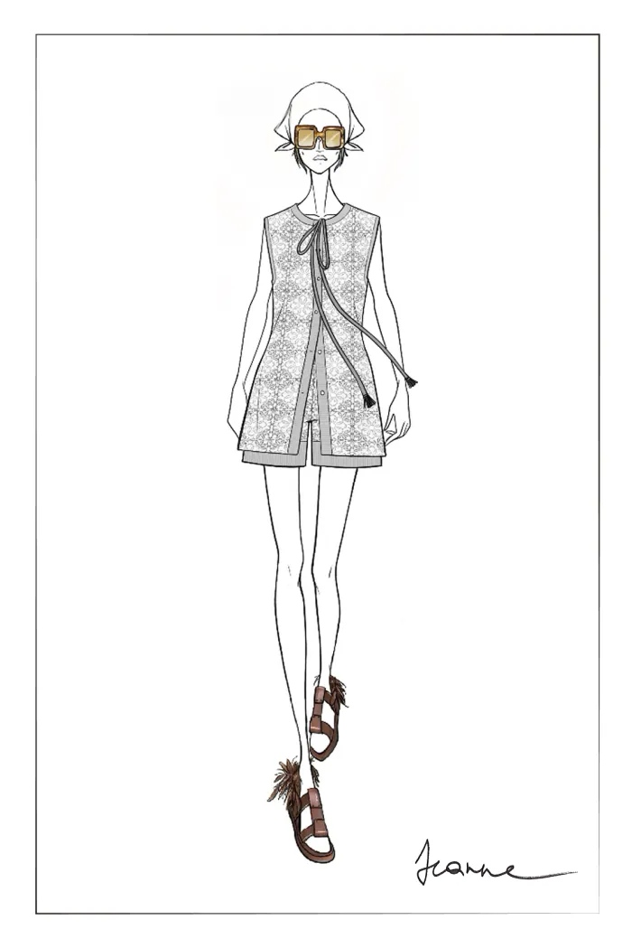 Juliet Crochet Longline Fitted Vest and Shorts Set in Cotton Yarn Blend - Image 9