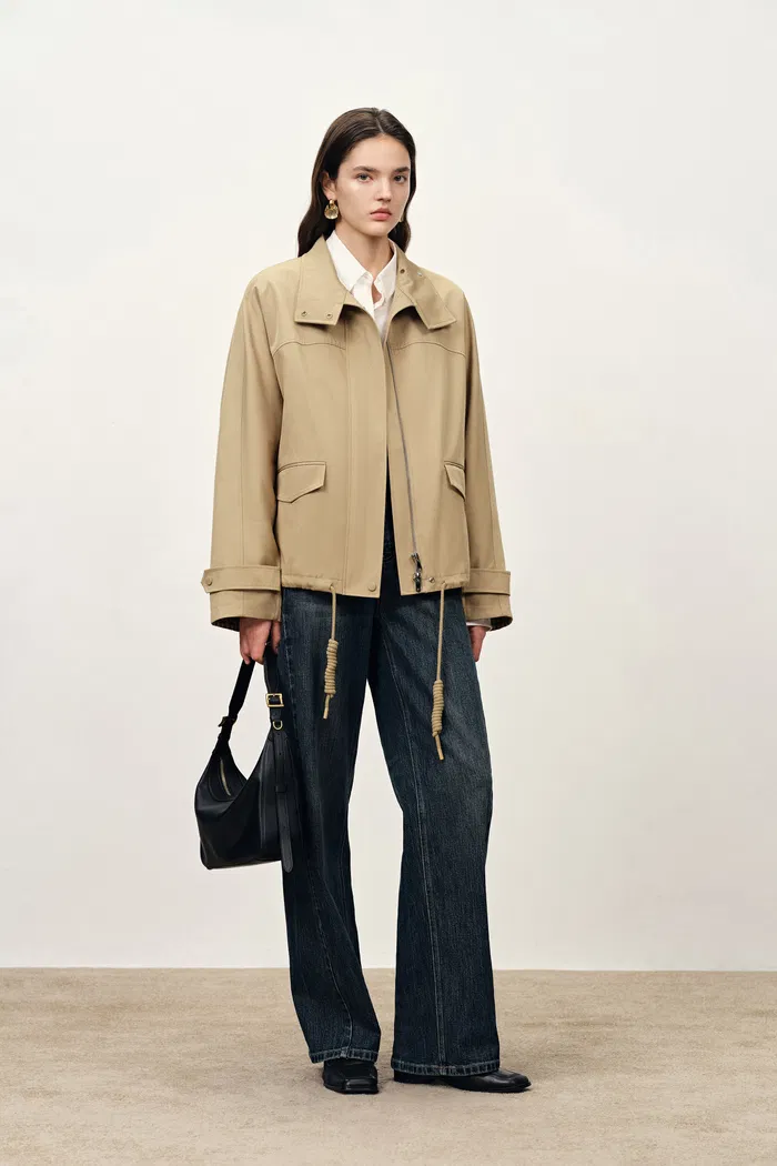 Juliette Contrast Plaid Lined Jacket in Water Repellent Cotton - Image 3