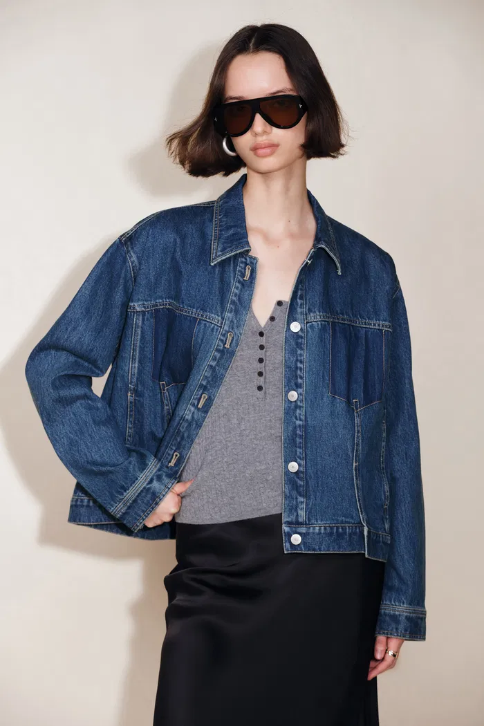 Juniper Washed Pleated Denim Jacket - Image 2
