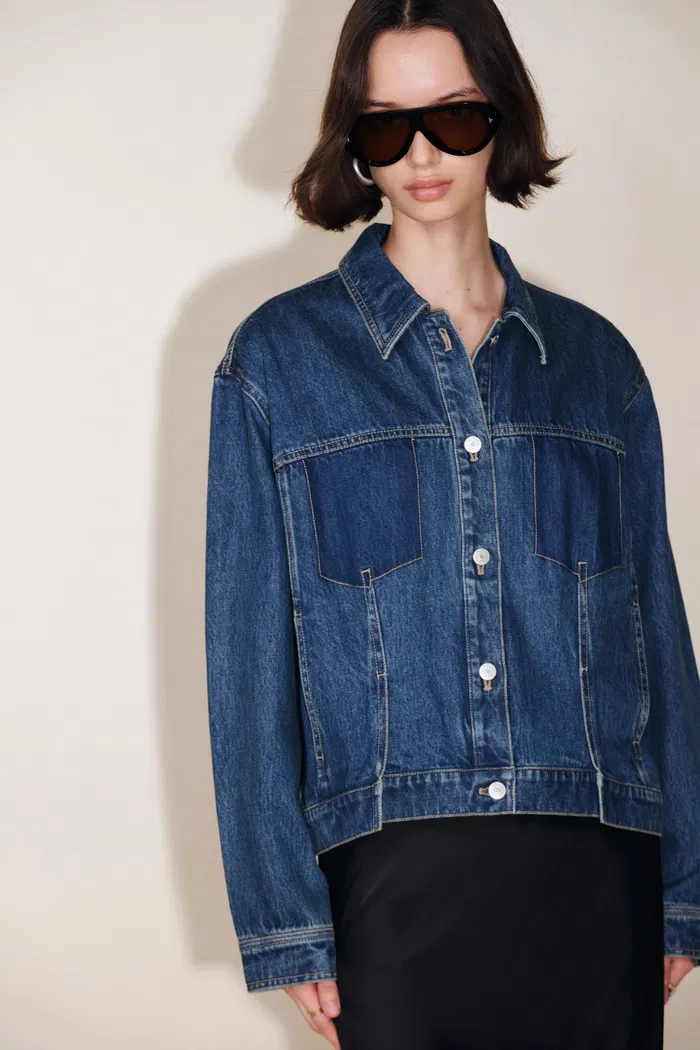 Juniper Washed Pleated Denim Jacket - Image 4