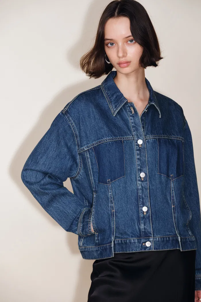 Juniper Washed Pleated Denim Jacket - Image 5