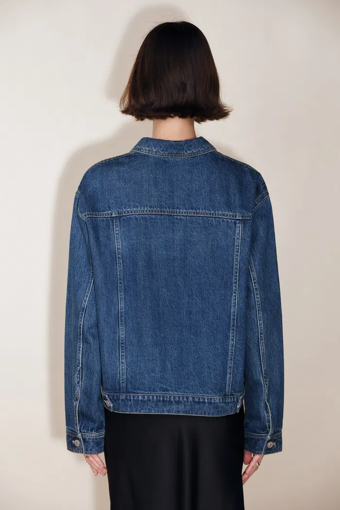 Juniper Washed Pleated Denim Jacket - Image 6