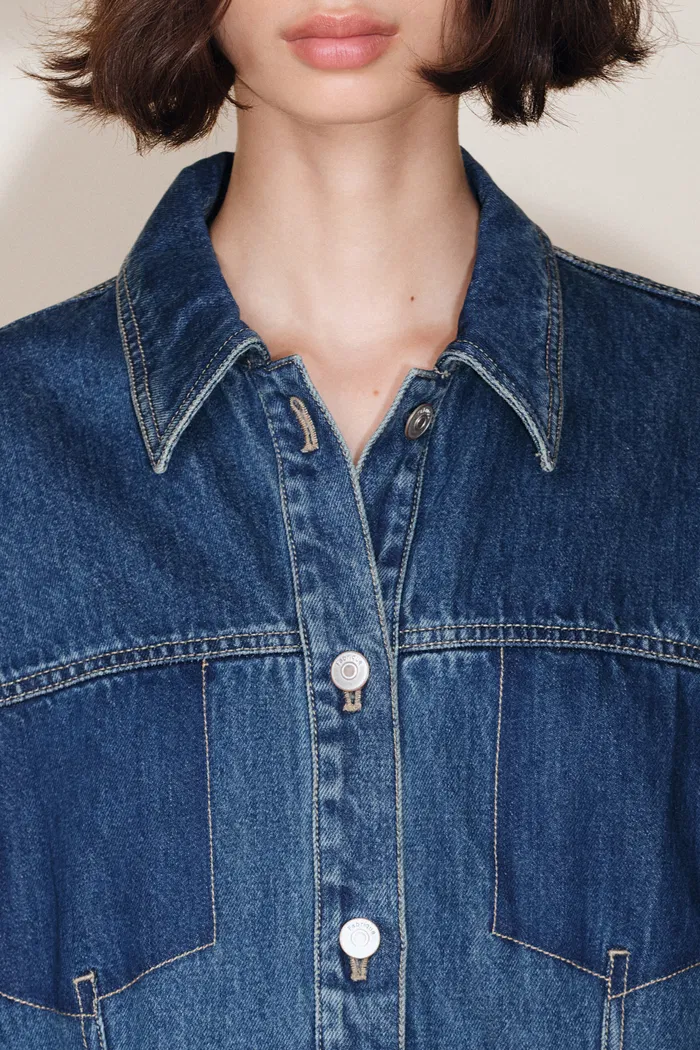 Juniper Washed Pleated Denim Jacket - Image 7