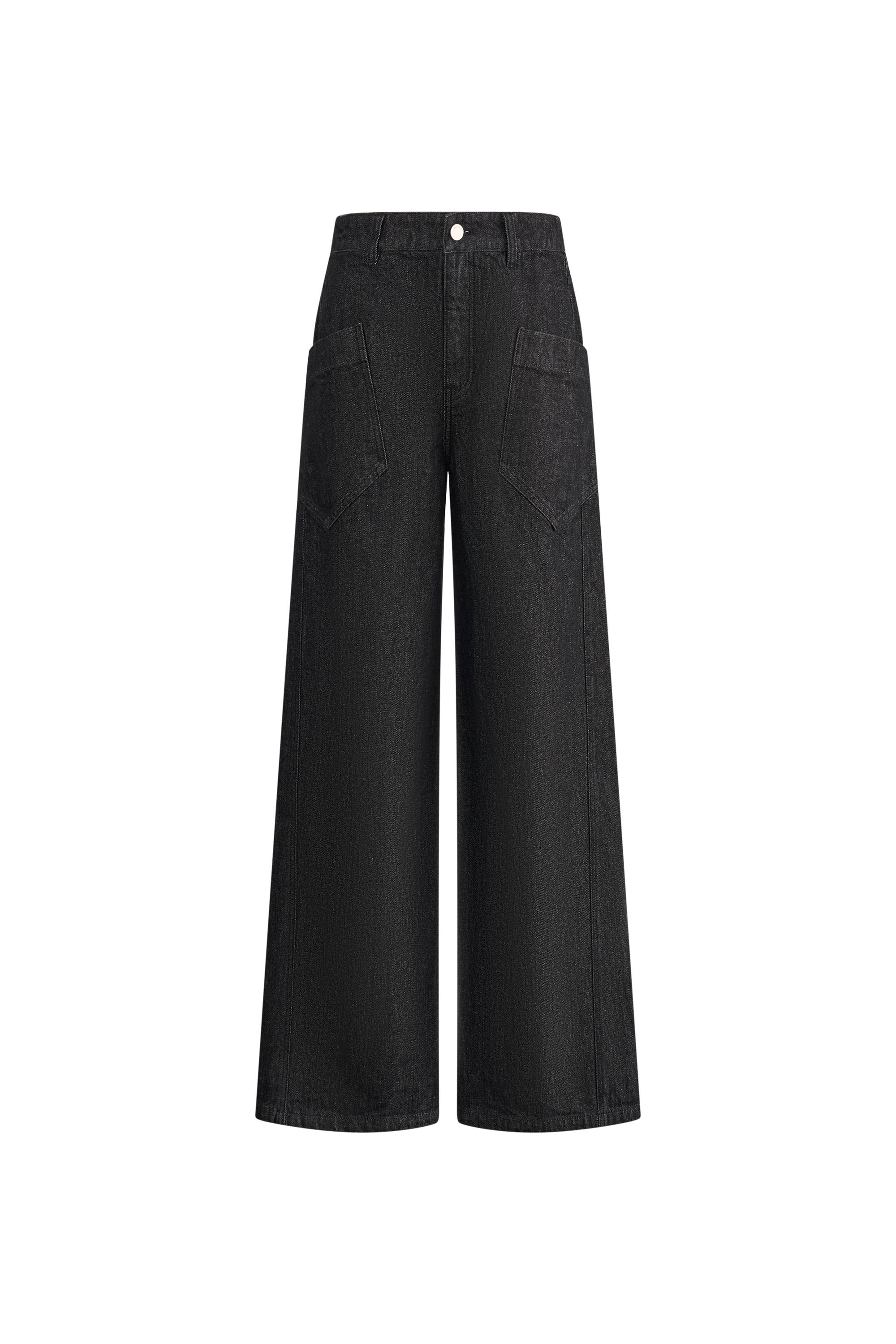 Junon Tilted Pocket Wide Straight Jeans in Cotton Denim - Image 8