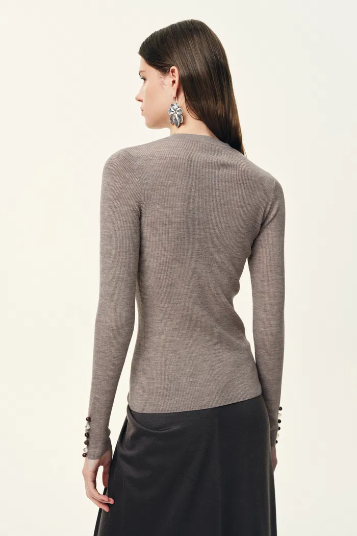 Kaia Slim Fitted Cardigan in Dense Rib Knit - Image 5
