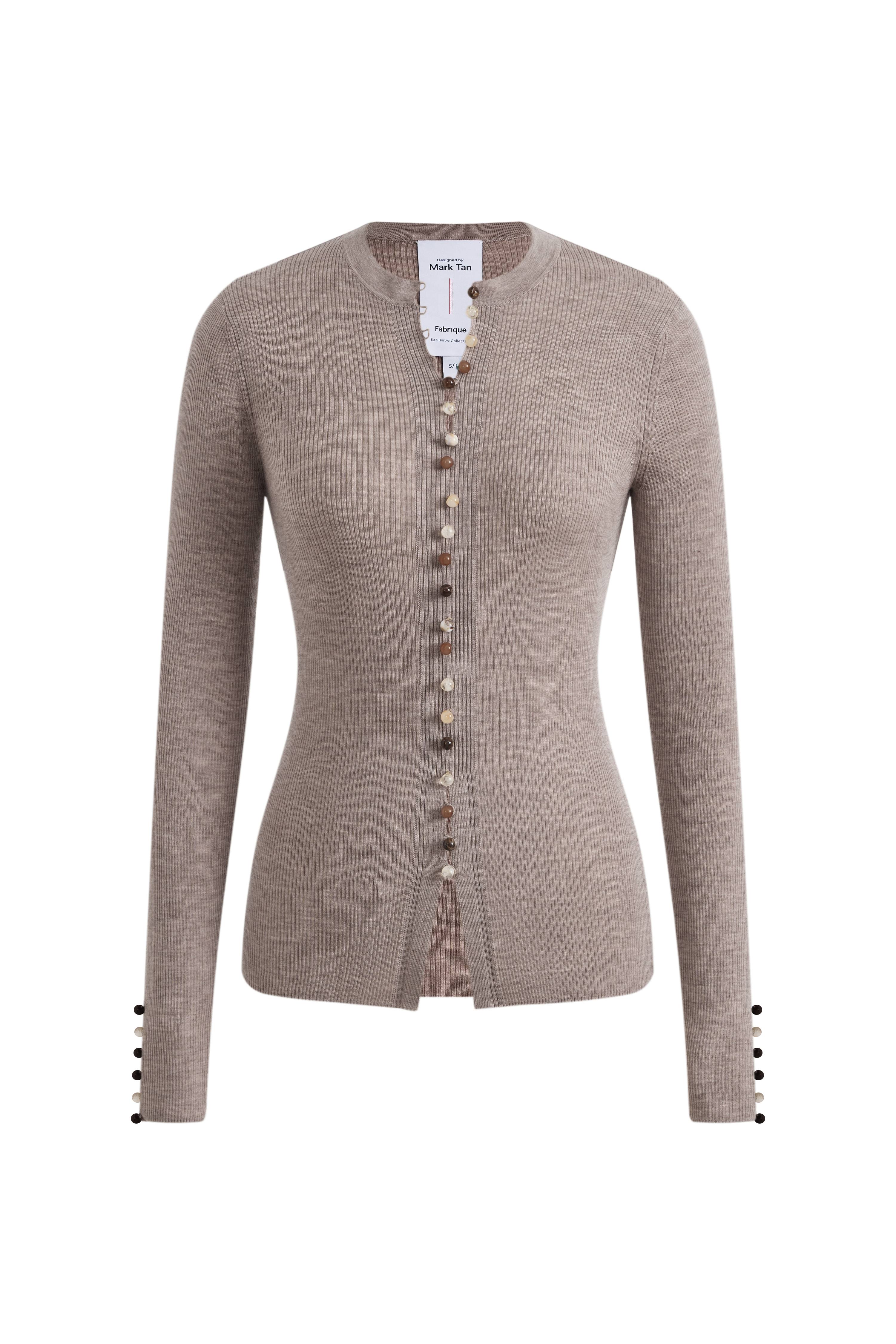 Kaia Slim Fitted Cardigan in Dense Rib Knit - Image 9