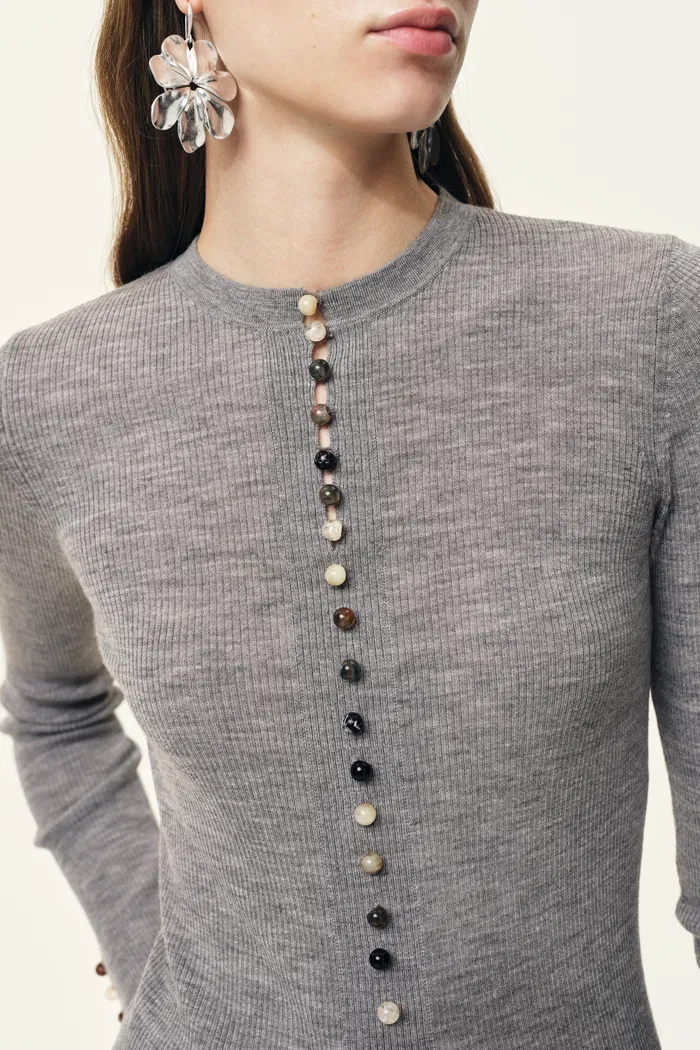 Kaia Slim Fitted Top in Dense Rib Knit - Image 4