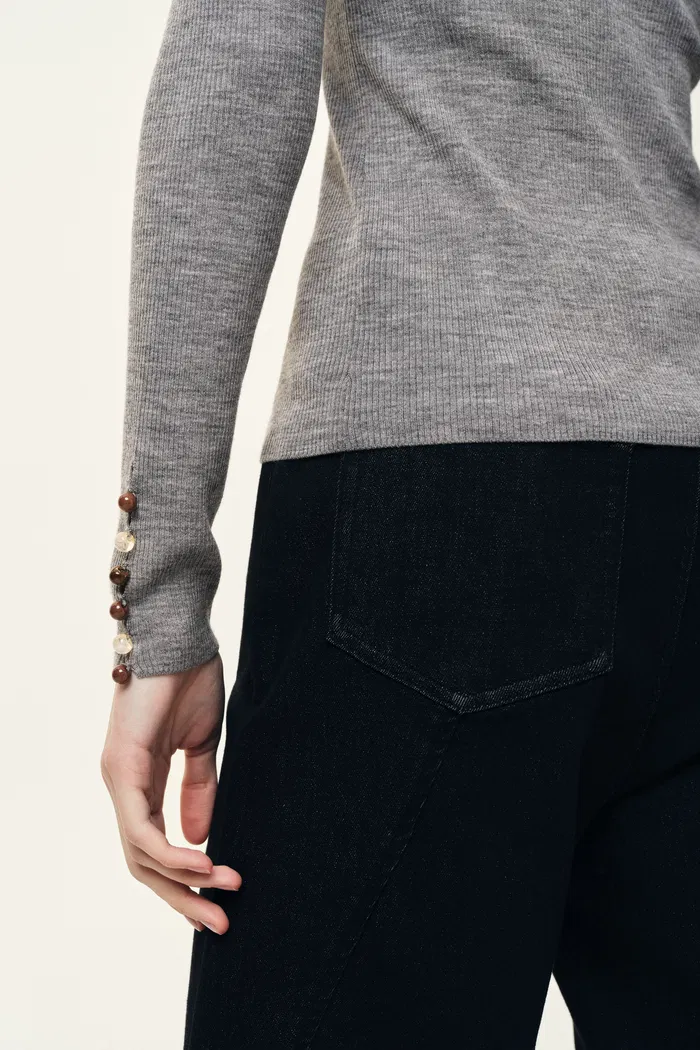 Kaia Slim Fitted Top in Dense Rib Knit - Image 6