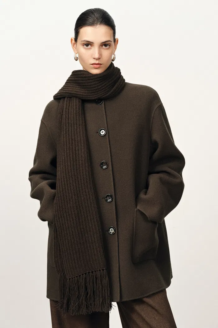 Kaila Fringed Scarf Coat in Double-Face Merino-Cashmere - Image 4