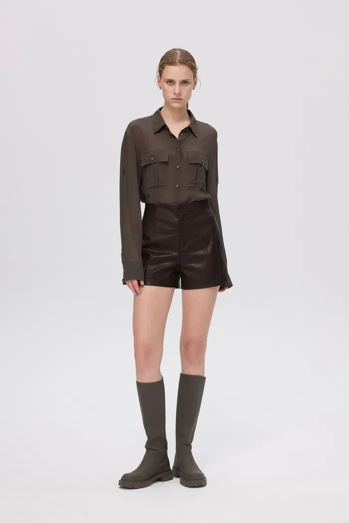 Kaka Shorts in Distressed Vegan Leather - Image 2