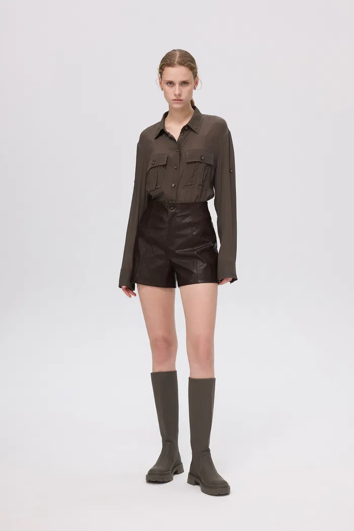 Kaka Shorts in Distressed Vegan Leather - Image 4