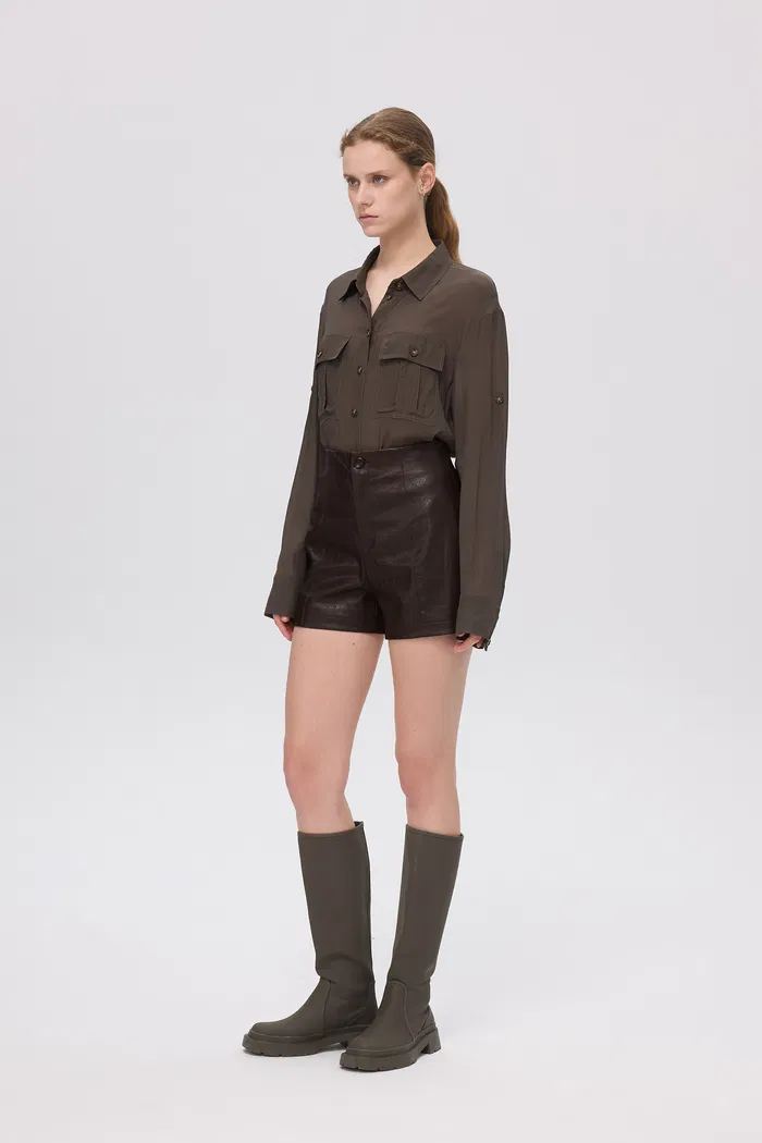 Kaka Shorts in Distressed Vegan Leather - Image 5
