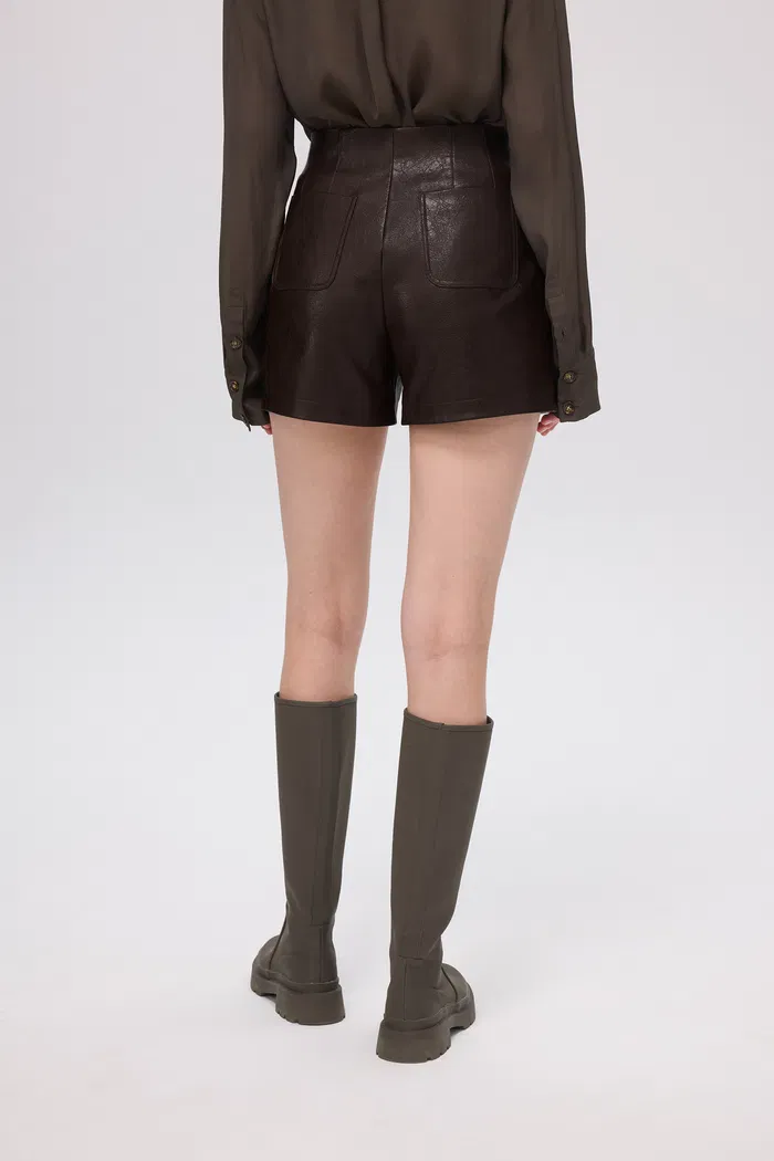 Kaka Shorts in Distressed Vegan Leather - Image 7