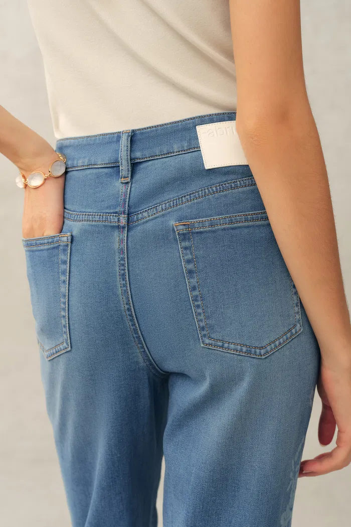 Kari Burnout High Waist Flared Jeans in Stretch Cotton - Image 5