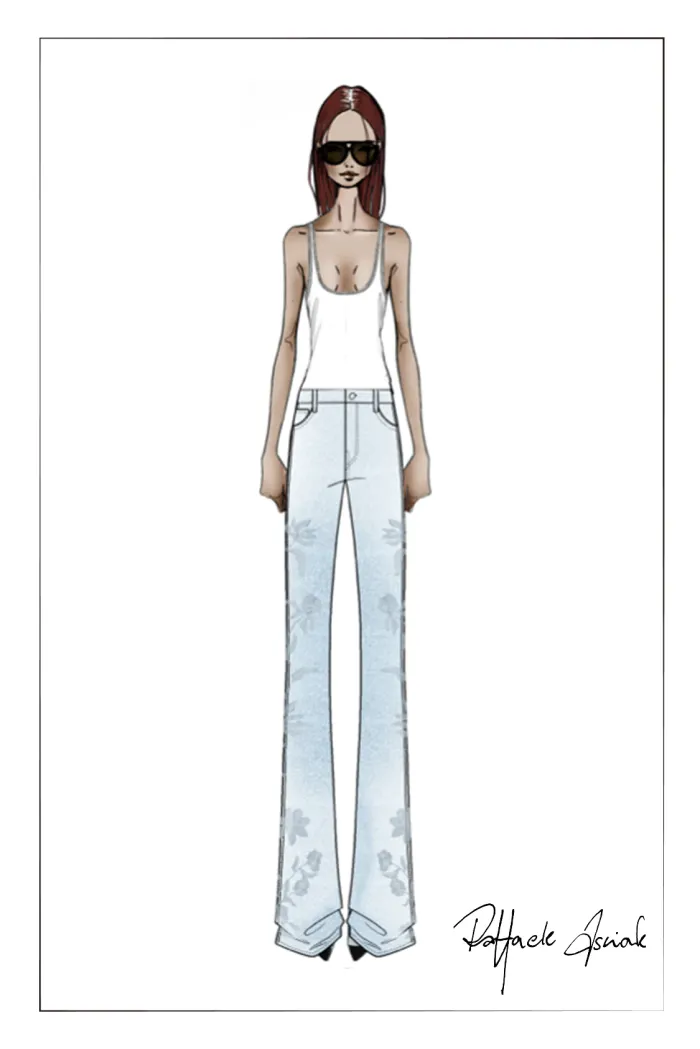 Kari Burnout High Waist Flared Jeans in Stretch Cotton - Image 7