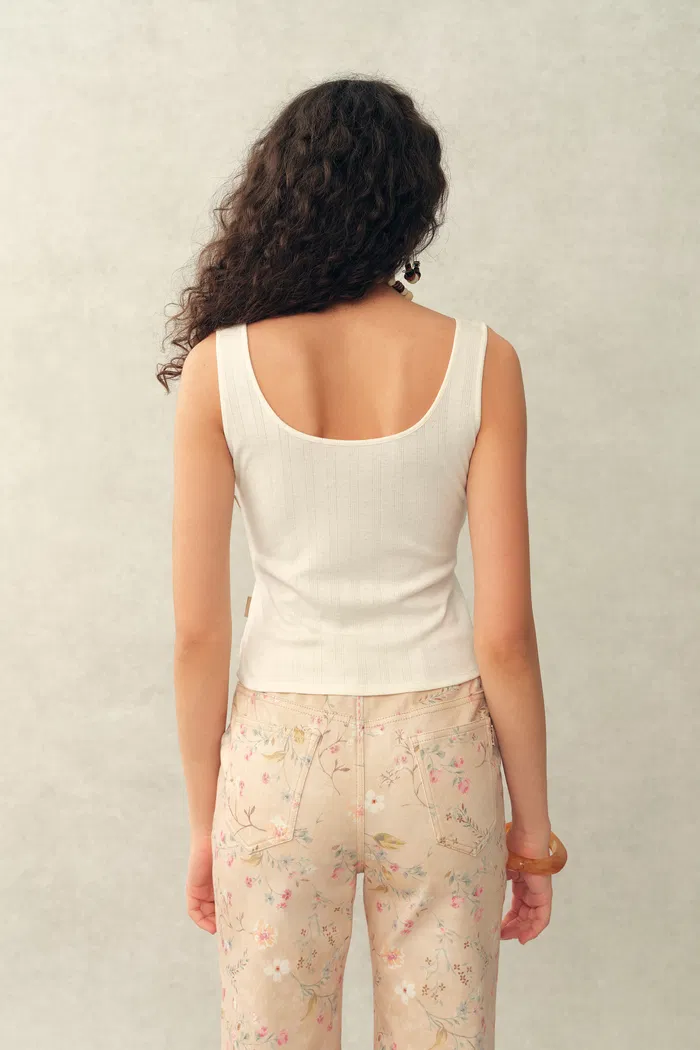 Kari Henley Collar Sleeveless Top in Openwork Knit - Image 8