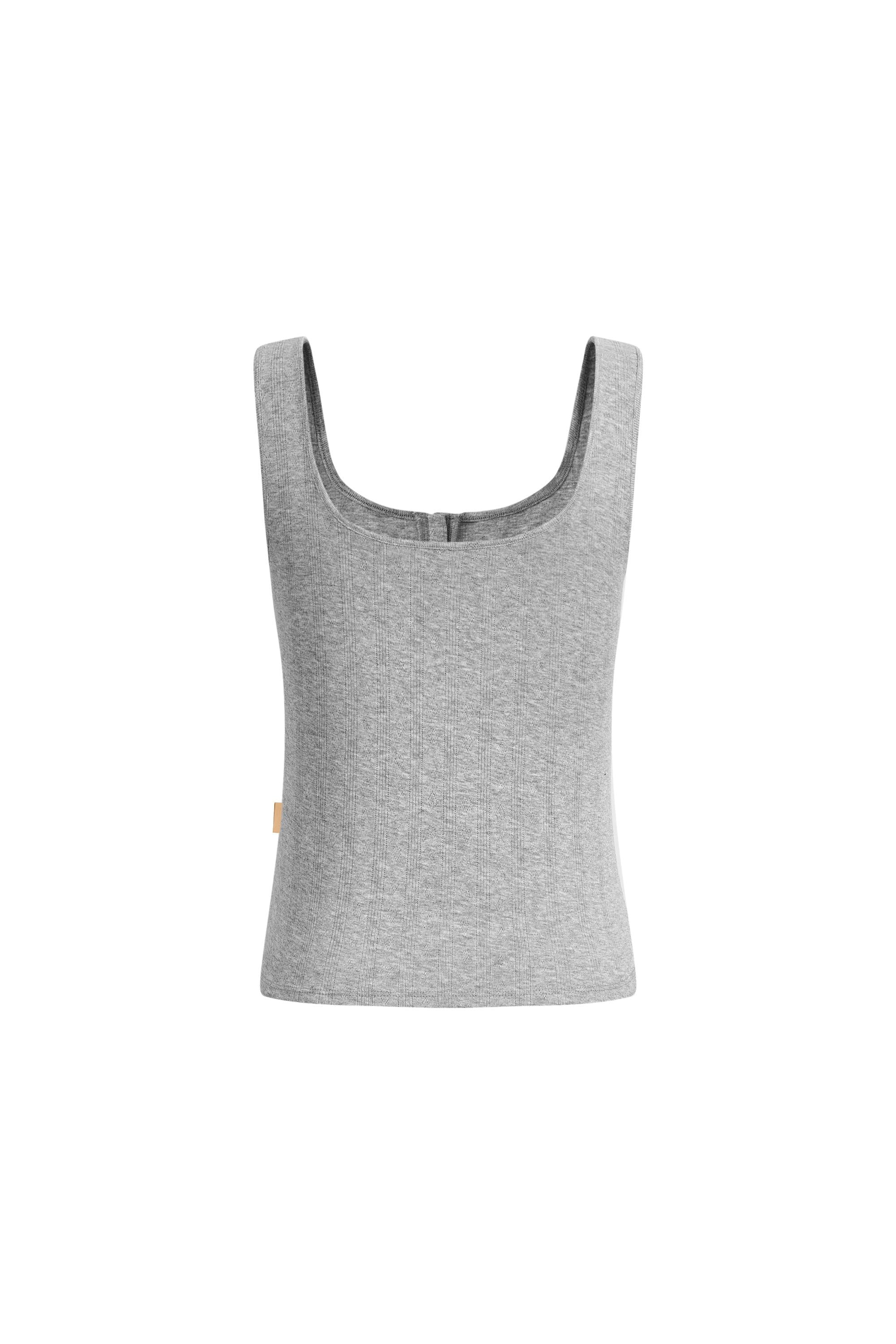 Kari Henley Collar Sleeveless Vest Top in Openwork Knit - Image 7