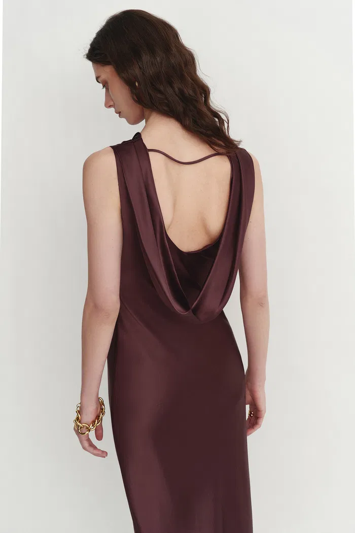 Kari Sleeveless Square Neck Dress in Lustrous Acetate - Image 7