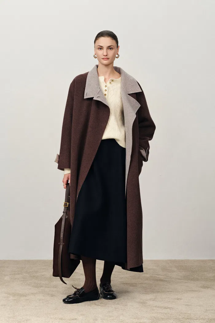 Karla Stand Collar Coat in Merino Wool - Image 5