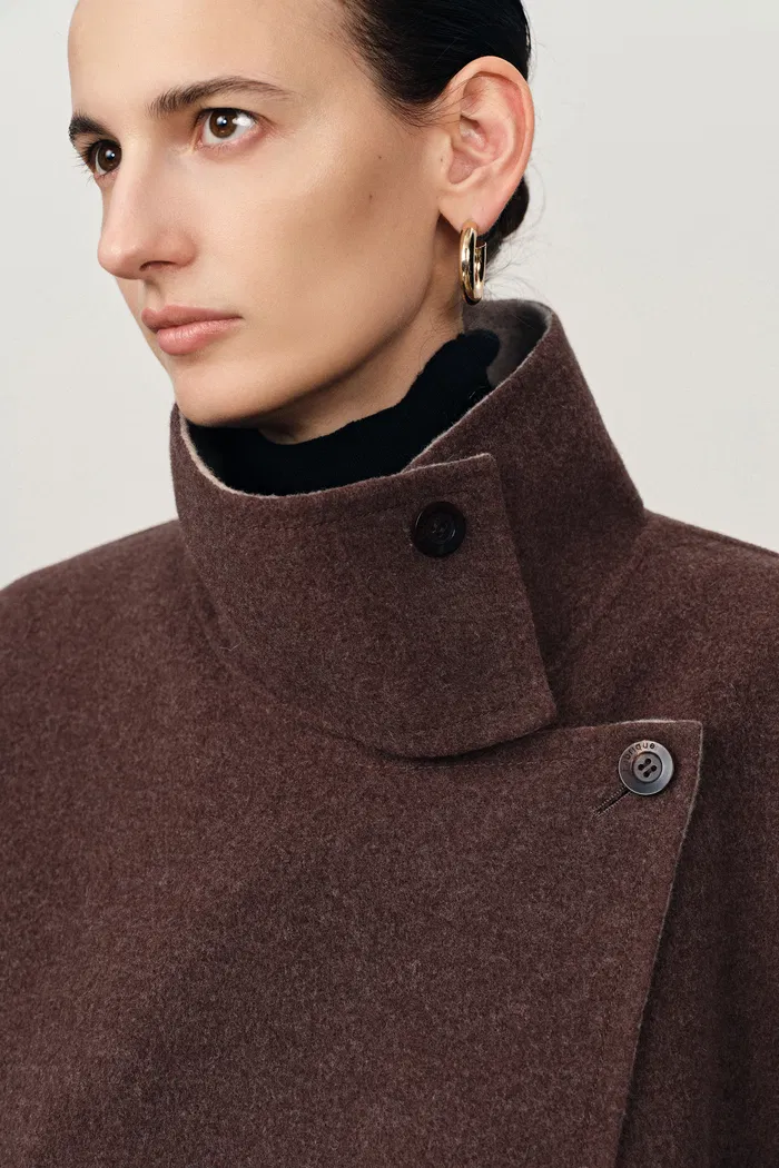 Karla Stand Collar Coat in Merino Wool - Image 8