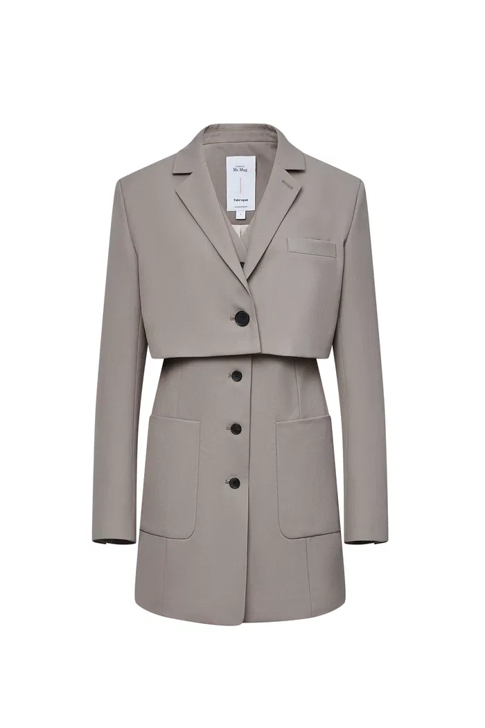 Karlie Cropped Blazer and Vest Dress Set in Wool Blend Twill - Image 9