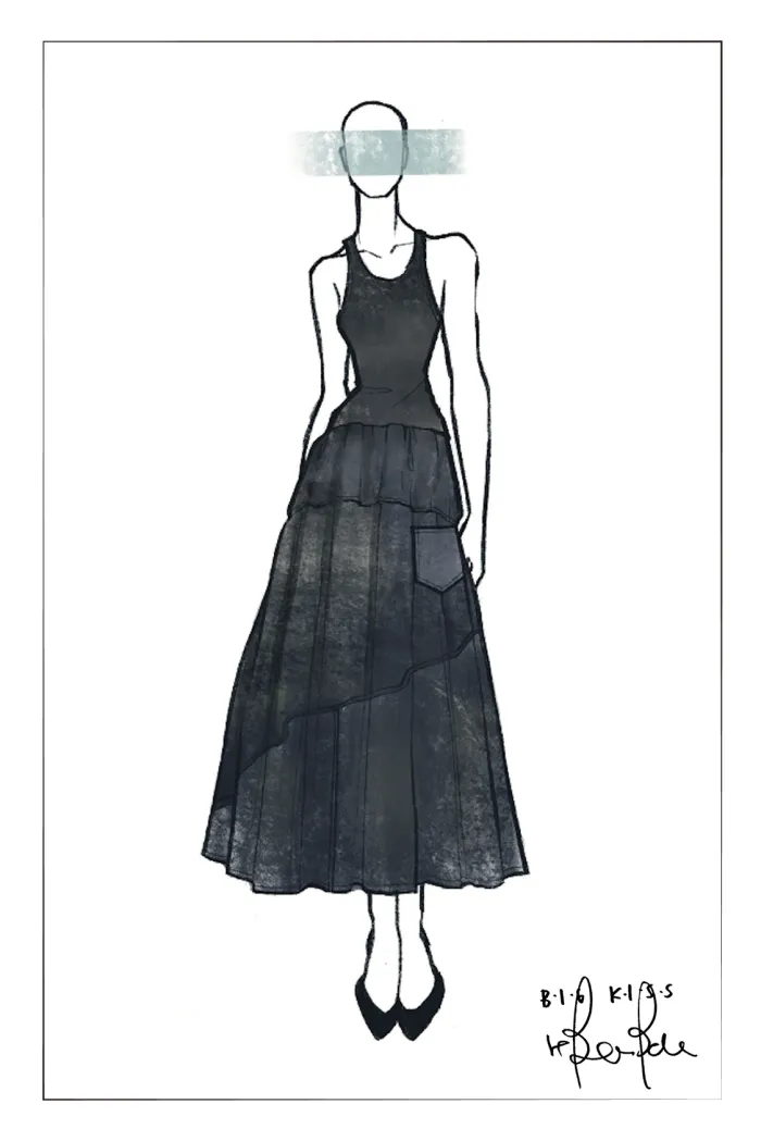 Keira Sleeveless Panel Dress in Cotton Knit with Tencel Denim - Image 6
