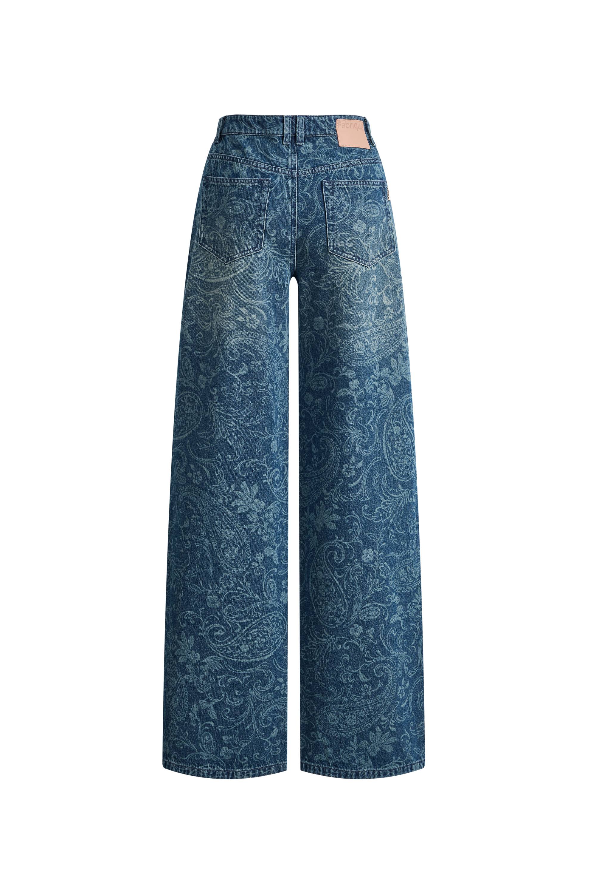 Kelly Paisley Embossed Faded Jeans in Cotton Denim - Image 12