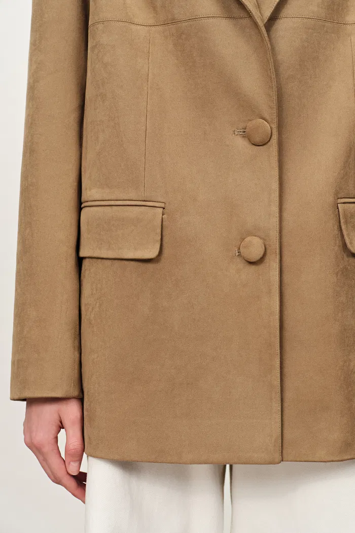 Kendall Straight Notched Lapel Blazer in Faux Suede - Image 6