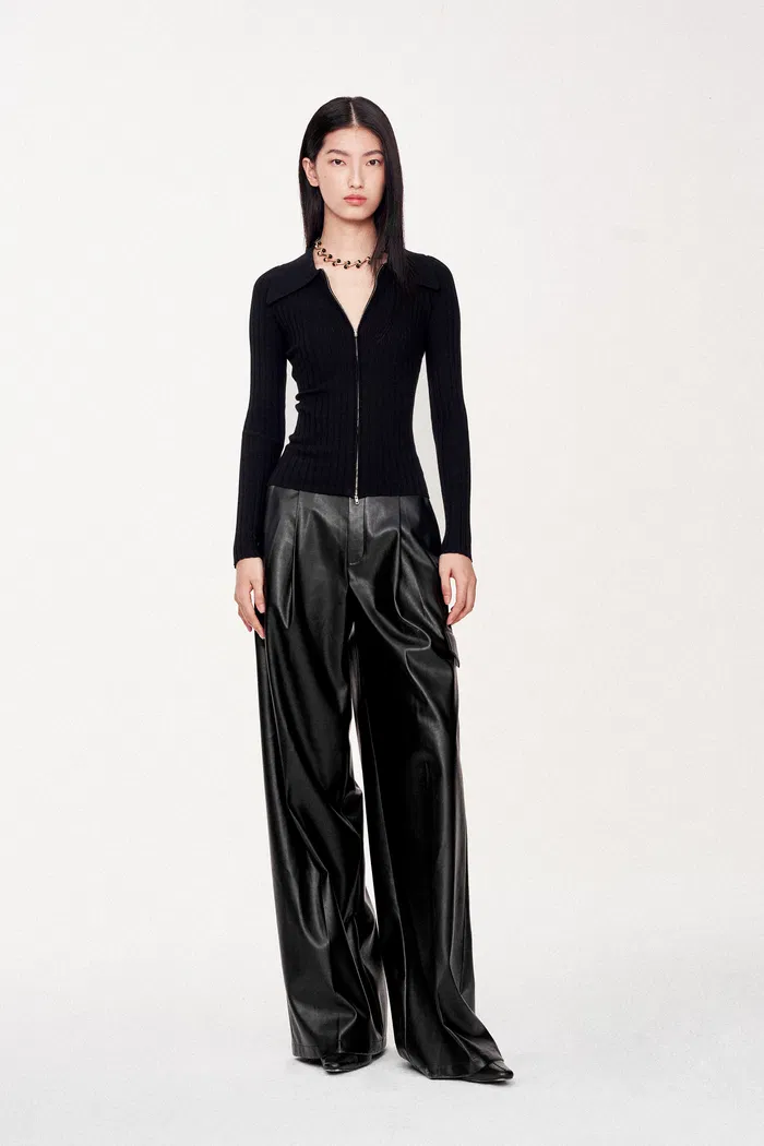 Kiera Double-Zip Cardigan in High Stretch Knit - Image 3