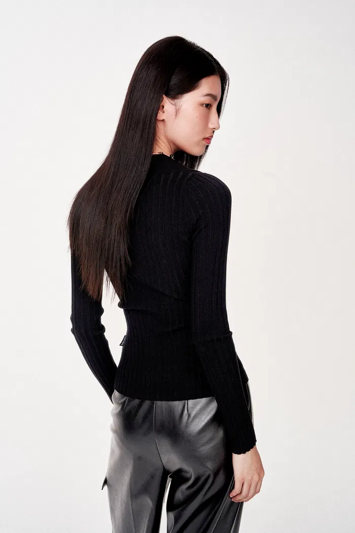 Kiera Double-Zip Cardigan in High Stretch Knit - Image 6