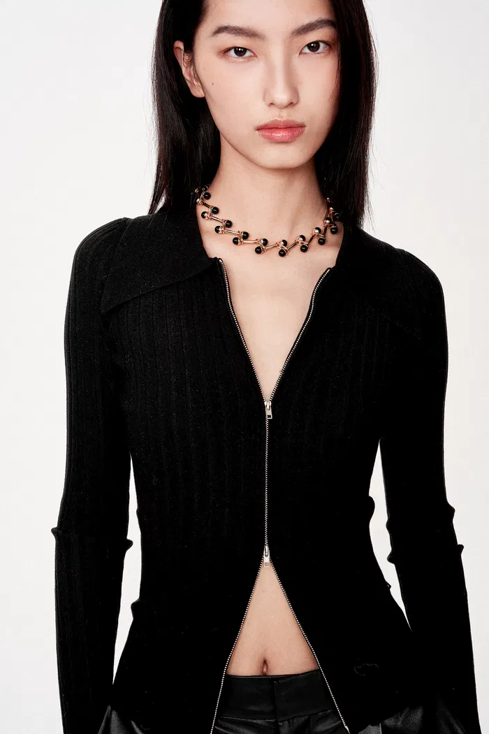 Kiera Double-Zip Cardigan in High Stretch Knit - Image 7