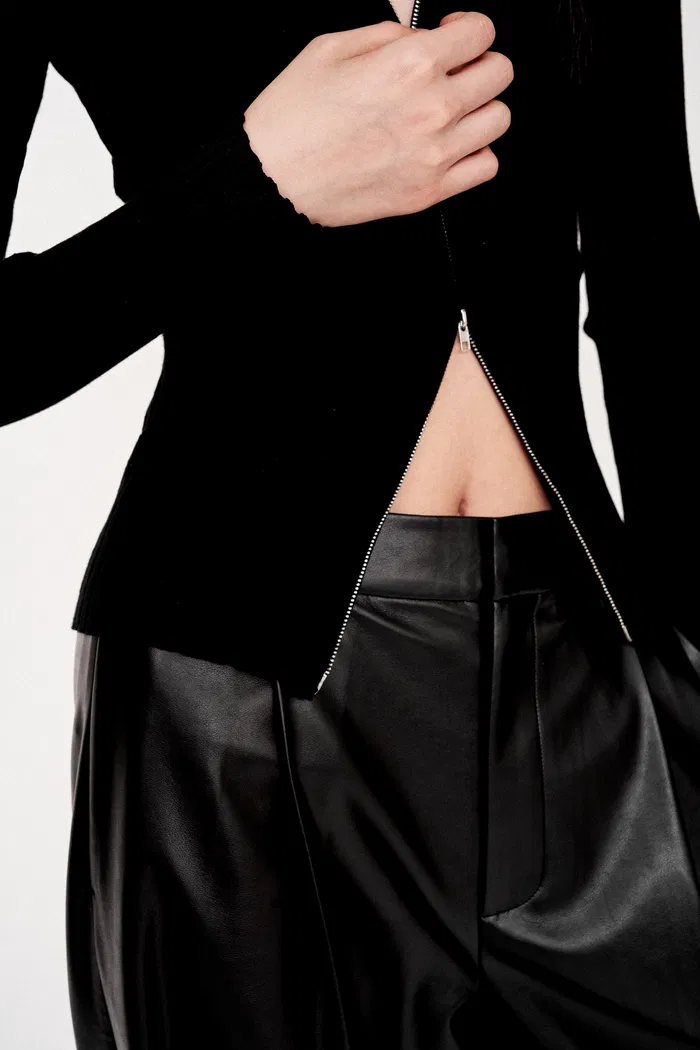 Kiera Double-Zip Cardigan in High Stretch Knit - Image 8