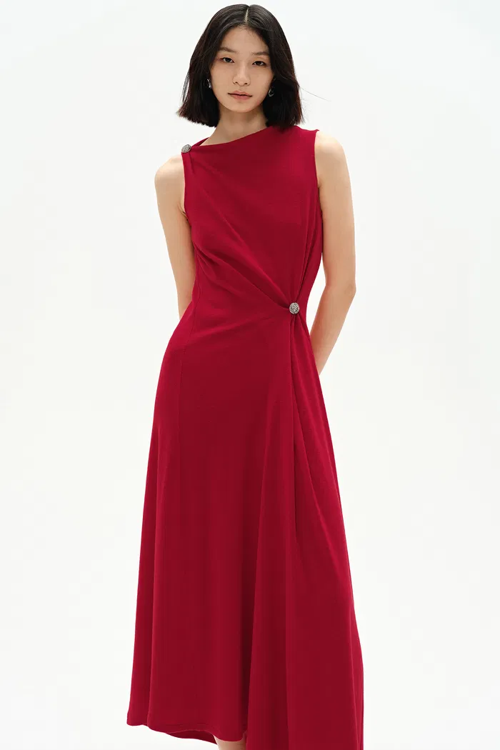 Kiki Asymmetric Knotted Sleeveless Dress in Premium Stretch Knit - Image 5