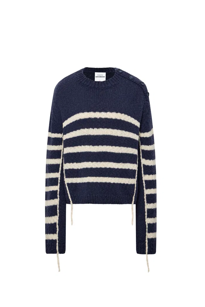 Kirsten Striped Pullover Sweater in Wool Blend Bouclé Knit - Image 10