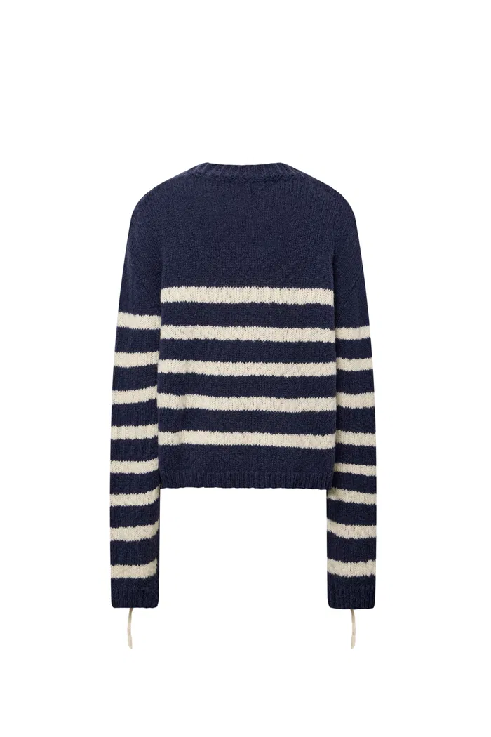 Kirsten Striped Pullover Sweater in Wool Blend Bouclé Knit - Image 11