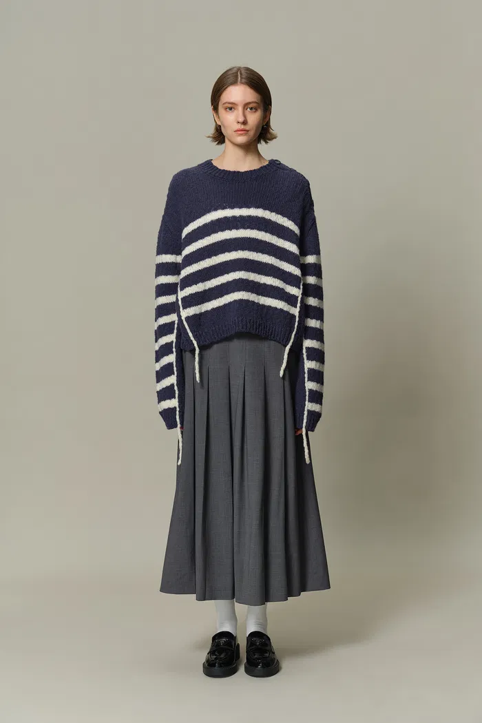 Kirsten Striped Pullover Sweater in Wool Blend Bouclé Knit - Image 3