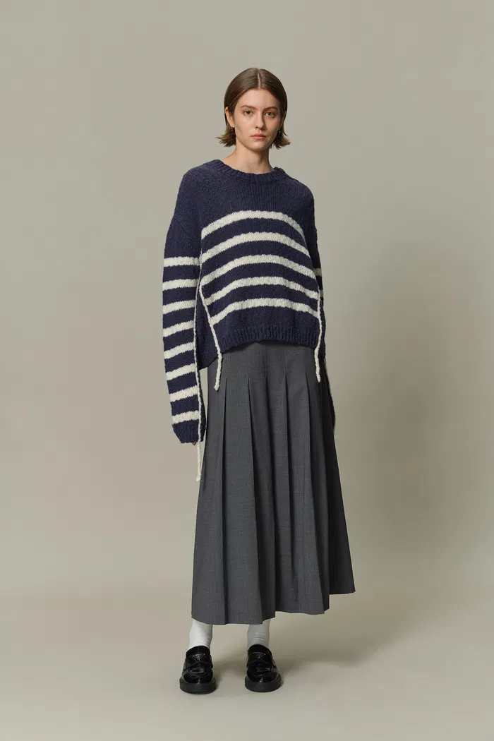 Kirsten Striped Pullover Sweater in Wool Blend Bouclé Knit - Image 4