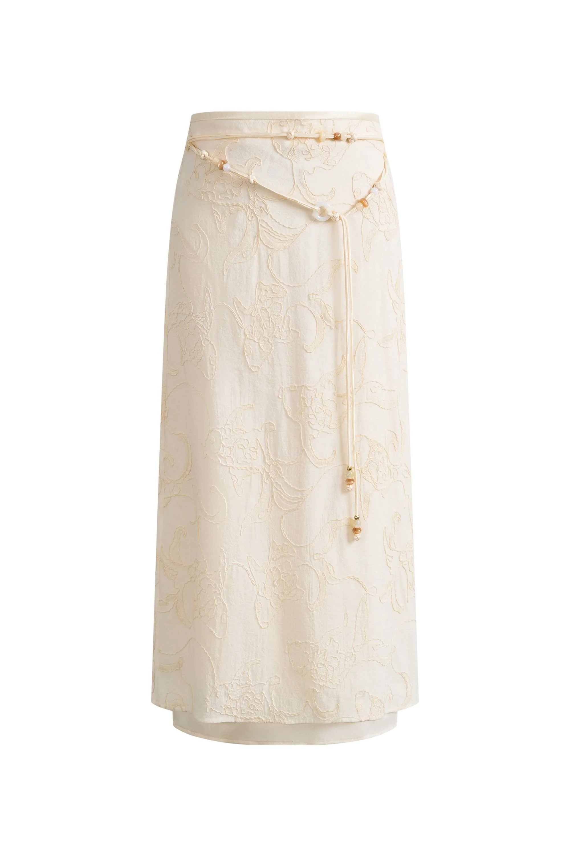Korin Koi Embroidered Tie-Waist Skirt in Cotton and Wool - Image 7