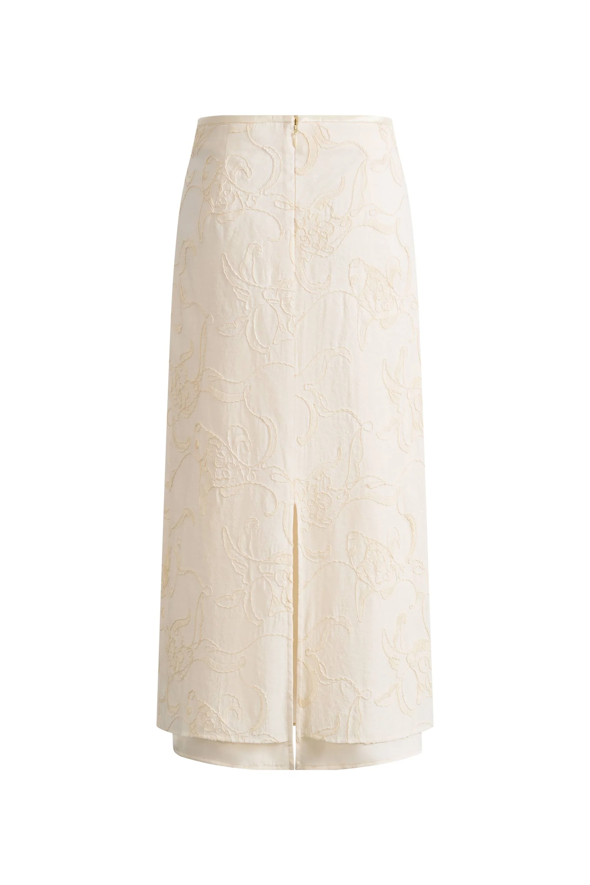 Korin Koi Embroidered Tie-Waist Skirt in Cotton and Wool - Image 8