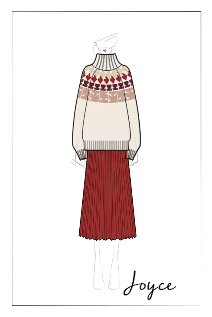Krasner Hand Drawn Fair Isle Motif High Neck Sweater in Merino Wool - Image 8