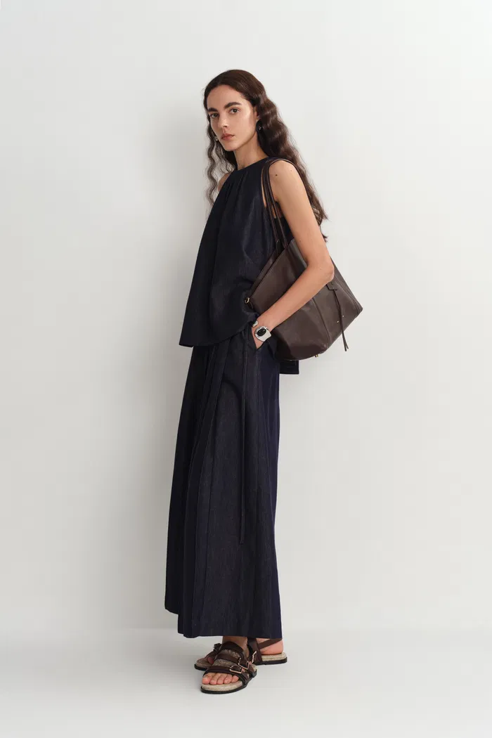 Kyra Sleeveless Vest Top in Lyocell Denim - Image 3