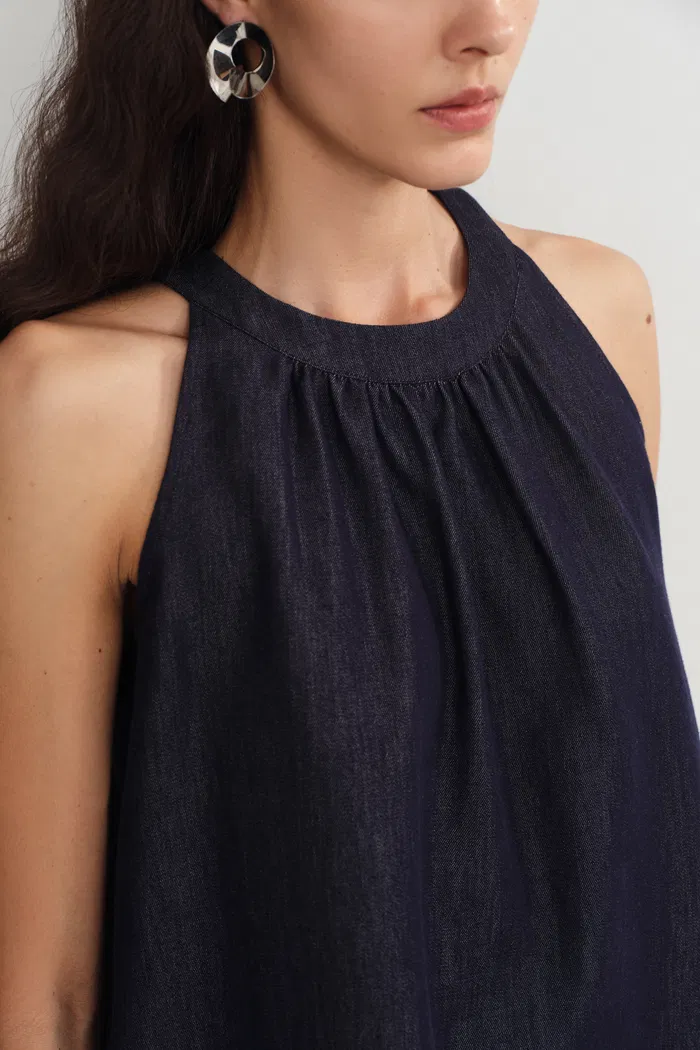 Kyra Sleeveless Vest Top in Lyocell Denim - Image 5