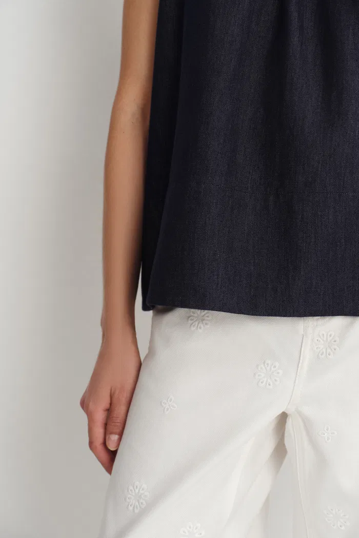 Kyra Sleeveless Vest Top in Lyocell Denim - Image 6