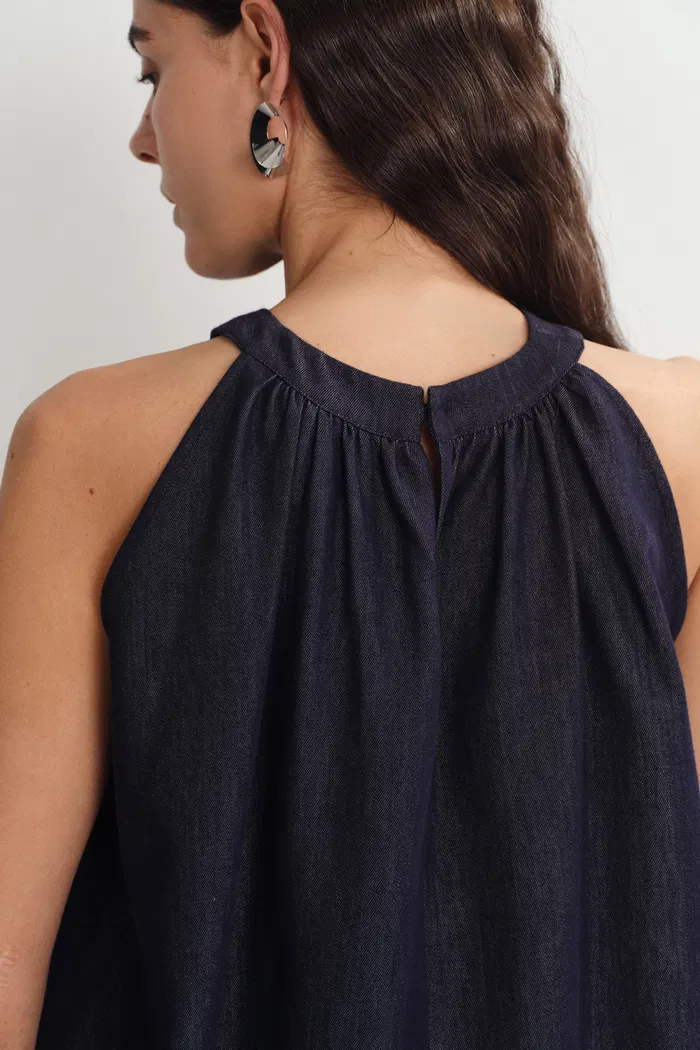 Kyra Sleeveless Vest Top in Lyocell Denim - Image 7