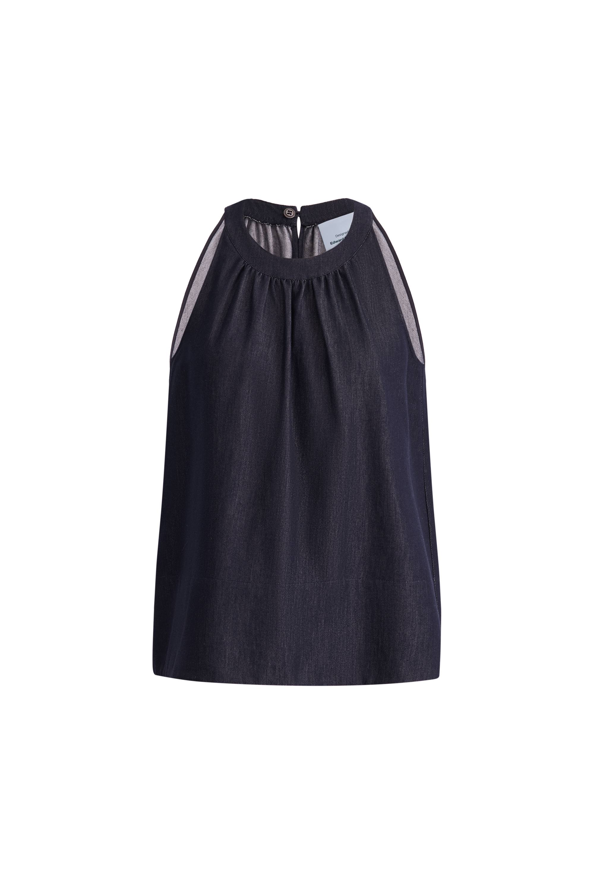 Kyra Sleeveless Vest Top in Lyocell Denim - Image 9