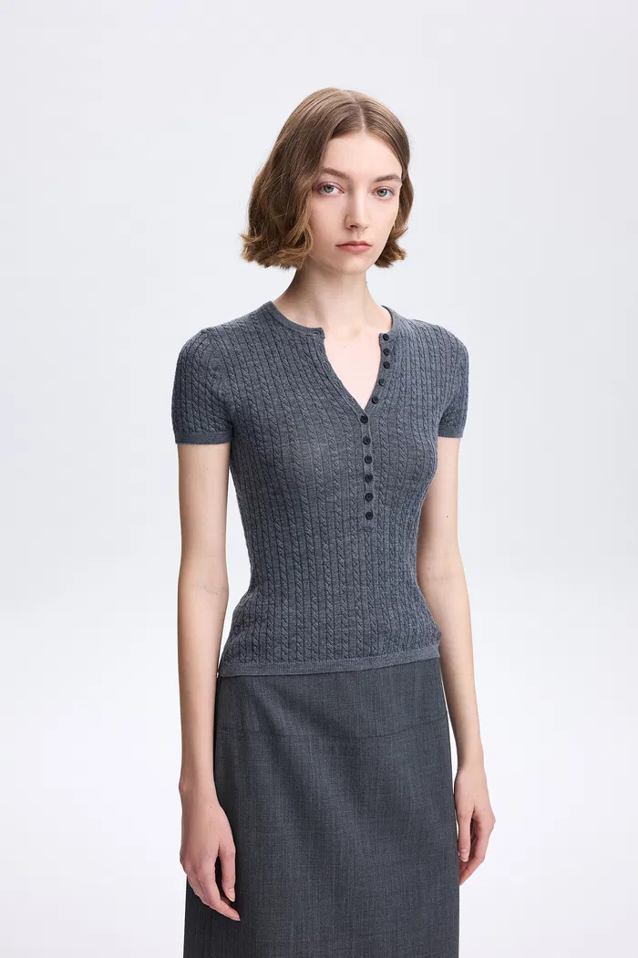 Lauren Cable Top in Merino Wool Knit - Image 4