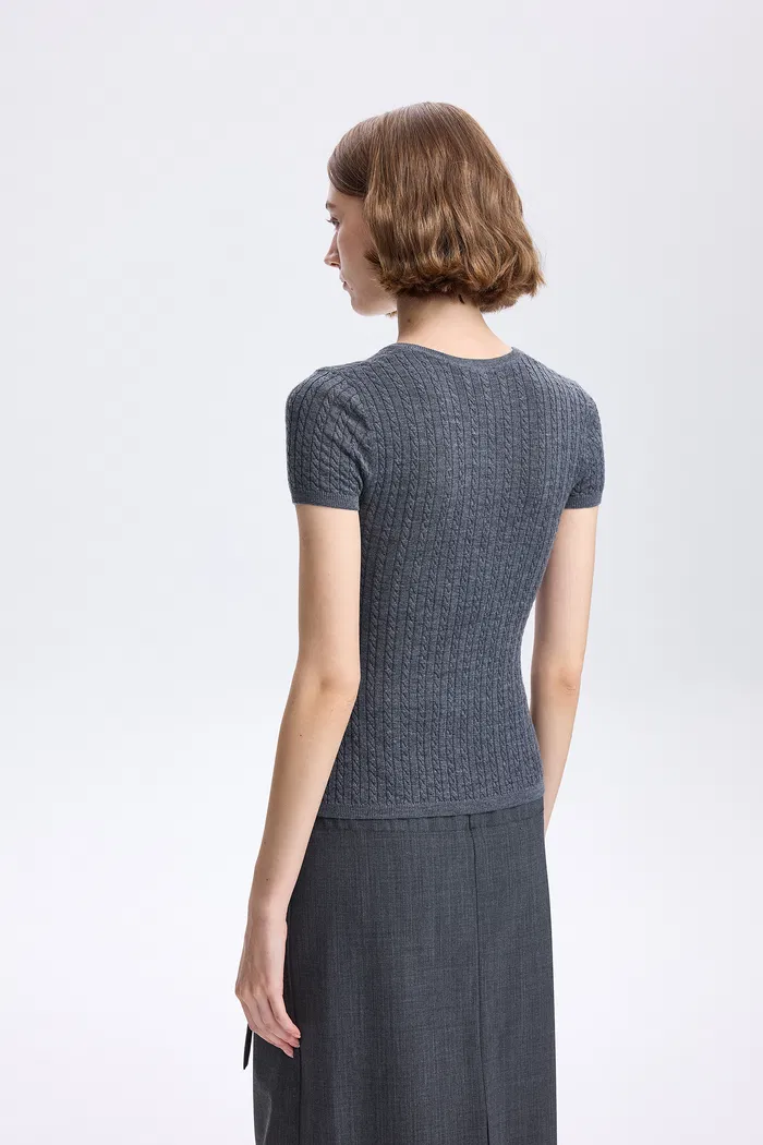 Lauren Cable Top in Merino Wool Knit - Image 5