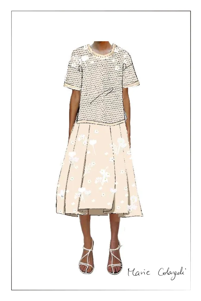 Lea Handcrafted 3D Floral Skirt in Silk-Wool Satin - Image 10