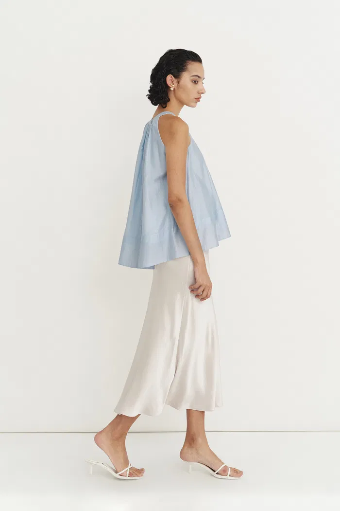 Leah Blue Halter Camisole Top in Lyocell - Image 4